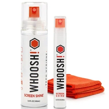 Whoosh Kit Limpiador de Pantallas DUO WSH004 - Spray 100ml y 8ml + 2 Paños Microfibra, para Pantallas y Gafas, No Tóxico Whoosh Kit Limpiador de Pantallas DUO WSH004 - Spray 100ml y 8ml + 2 Paños Microfibra, para Pantallas y Gafas, No Tóxico